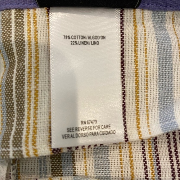 VIVI by VIOLET WEEKEND Plus Size 16 Cropped Jumpsuit Blue tan White Linen Blend - Picture 10 of 10